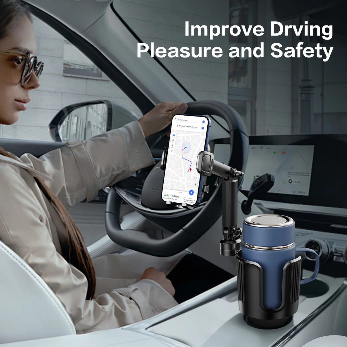 For Iphone Samsung All 1PC 2-in-1 Cup Holder Phone Mount 360