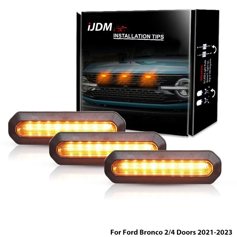For Ford Bronco Accessories Oem Grille 3PCS Smoked Lens Amber