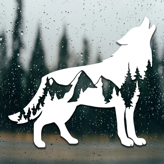 Wolf Sticker Animal Trees Design Die Cut Decal Outdoor