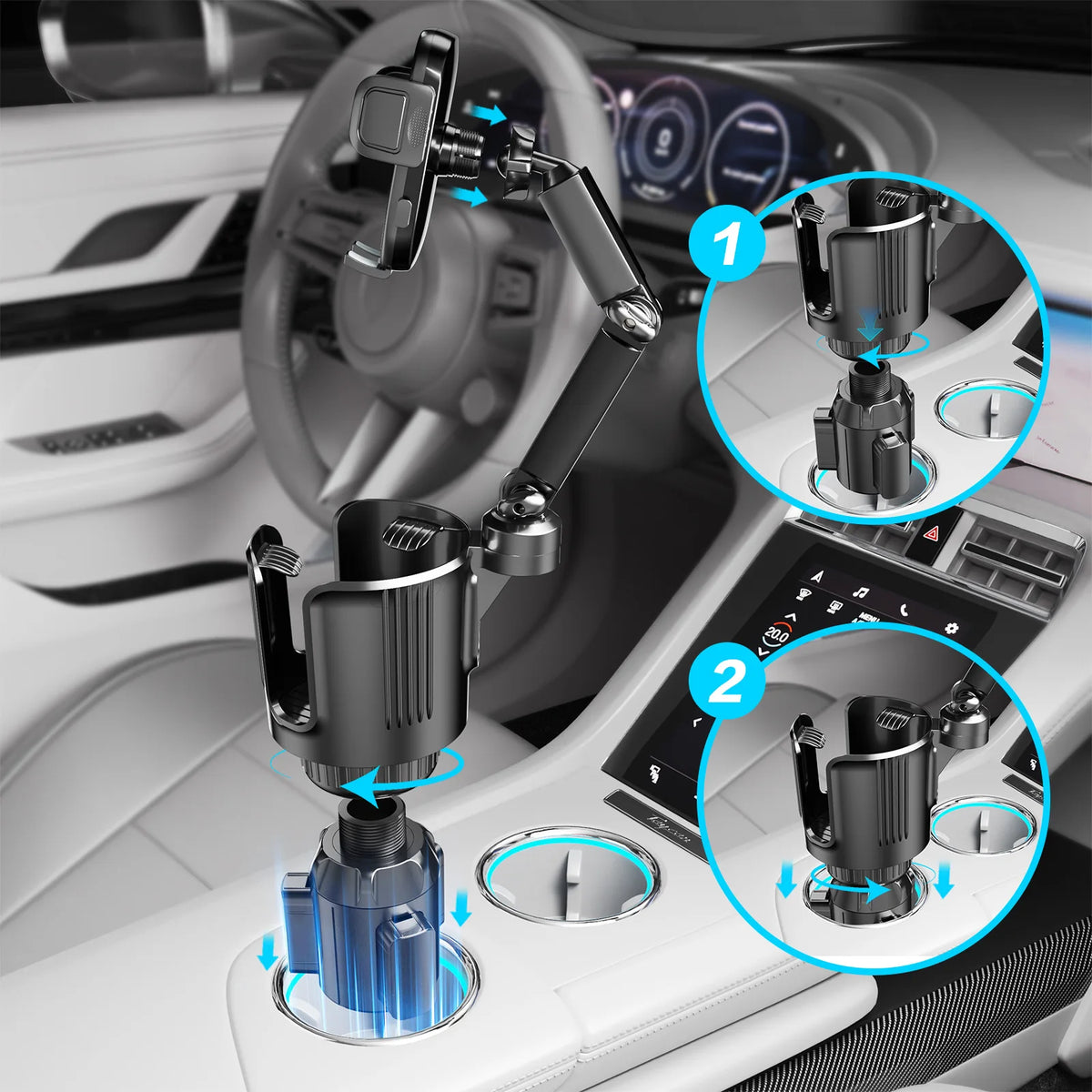 For Iphone Samsung All 1PC 2-in-1 Cup Holder Phone Mount 360