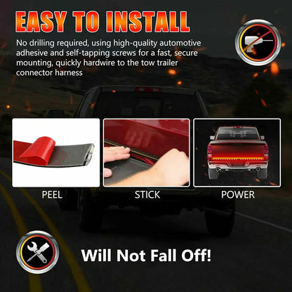 For Pickup Triple Row Tailgate Bar Function Strip Brake Running