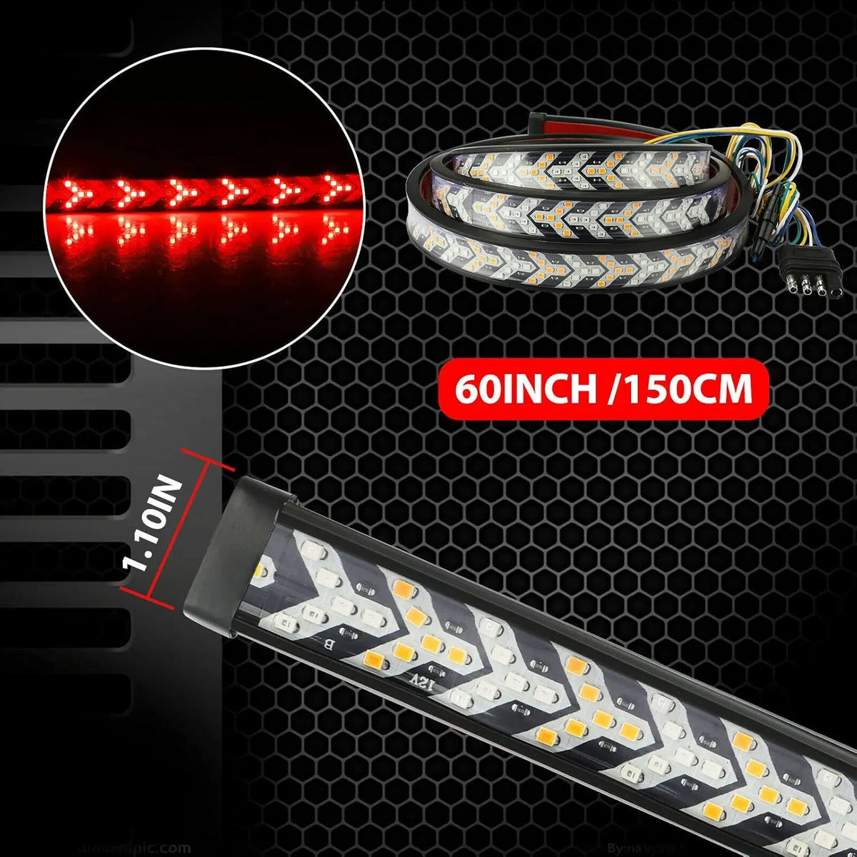 For Pickup Triple Row Tailgate Bar Function Strip Brake Running