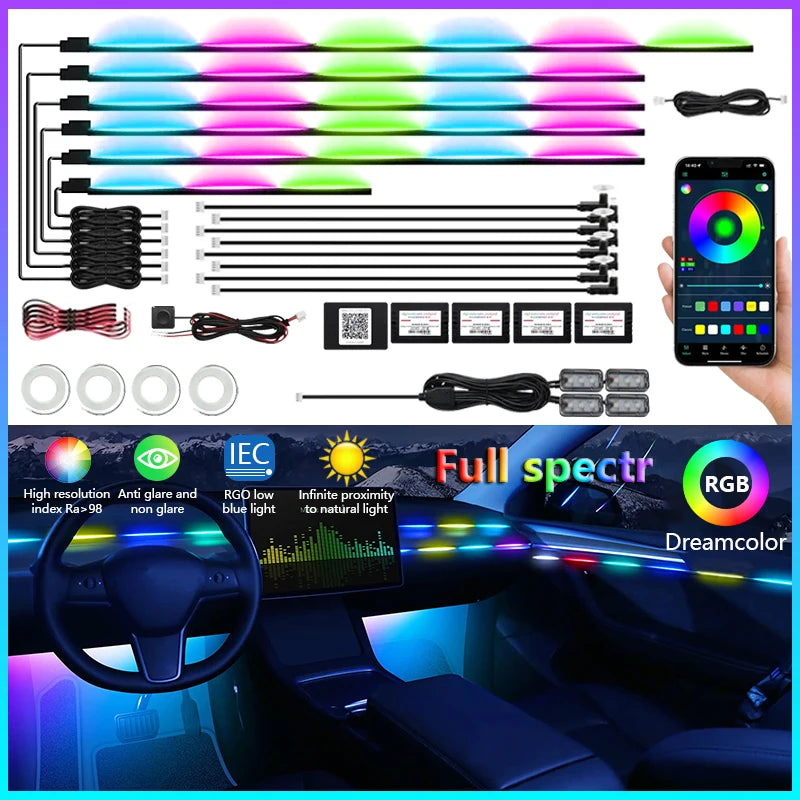 For BMW Audi Tesla Honda Toyota In Neon Ambient RGB Colors