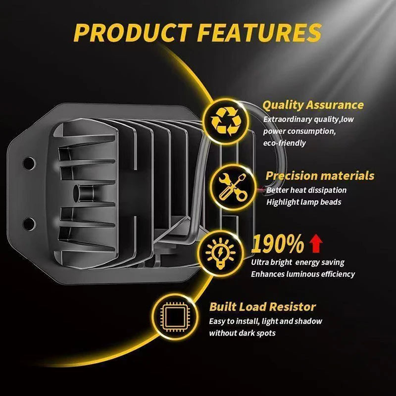 1PC 48W Flush Mount Cube Pod Spot 12V 24V