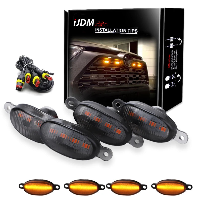 For Off Road Trunk Front Grille Smoked Amber White 12LED Grill
