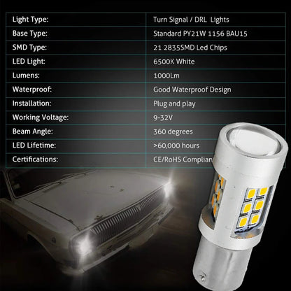 For Front Turn Signal Lights 7507 Ijdm Power Amber Yellow Error