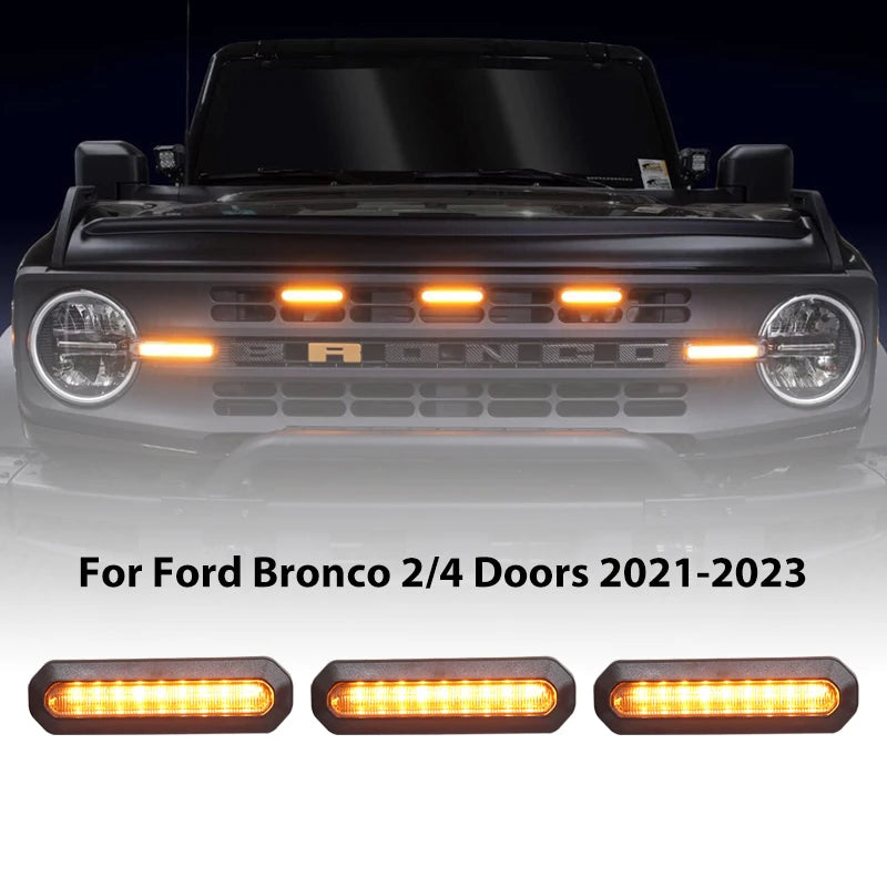 For Ford Bronco Accessories Oem Grille 3PCS Smoked Lens Amber