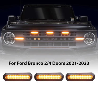For Ford Bronco Accessories Oem Grille 3PCS Smoked Lens Amber