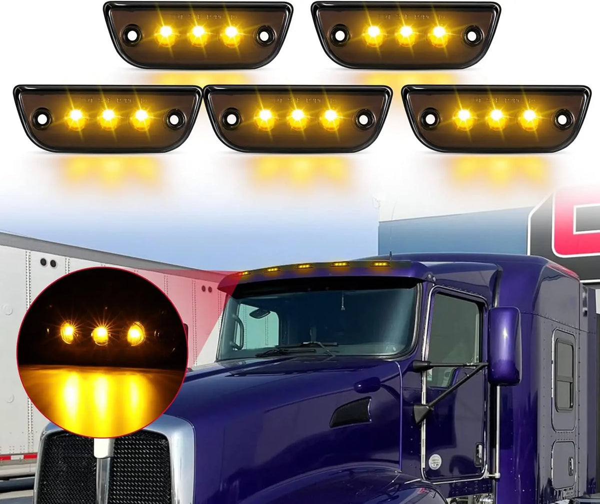 For Kenworth T680 T770 T880 Peterbilt 5PC Finish Super Bright