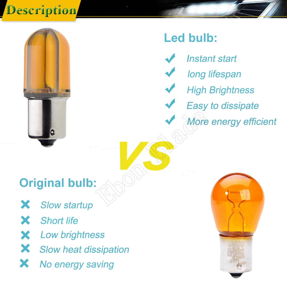 2PCS 1156 ba15s P21W bau15s py21w Bulbs Amber Yellow