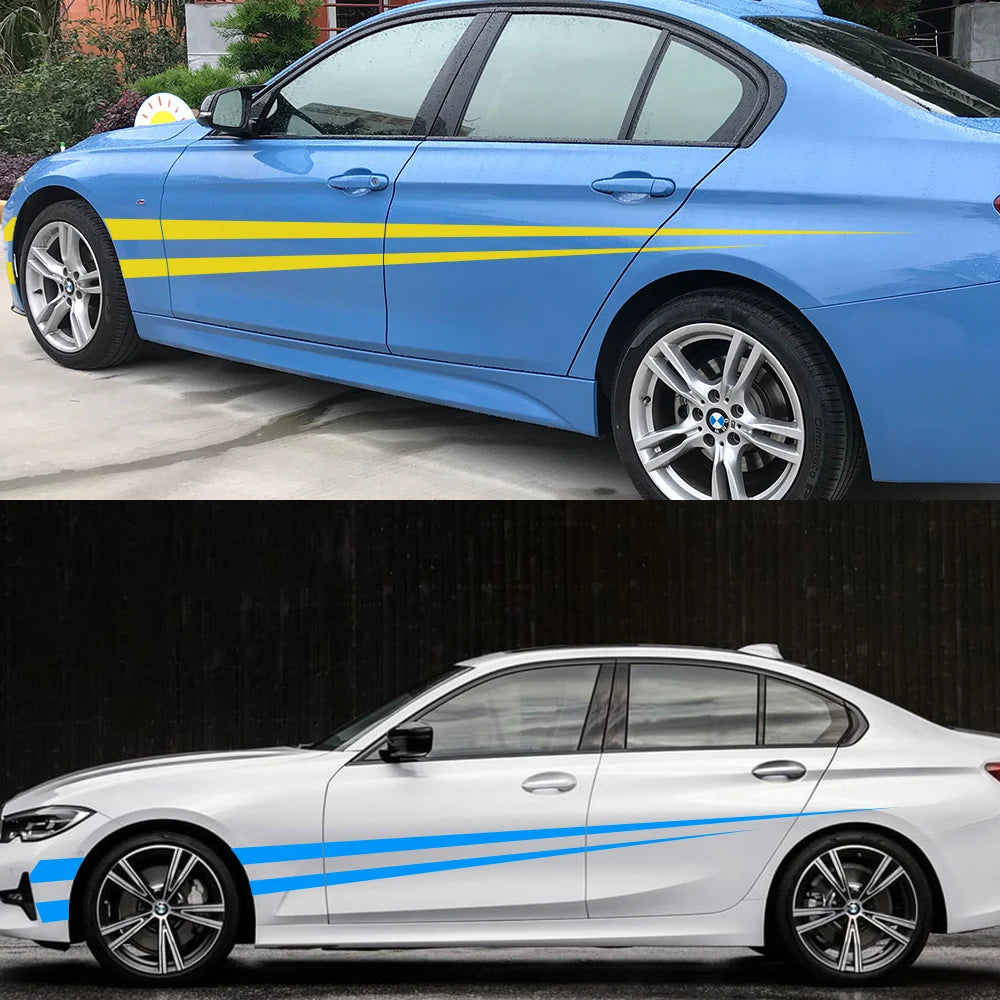 2PCS Sticker Long Side Stripe Decals Vinyl Wrap Racing