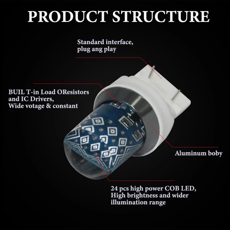 2PCS Strobe Flash RGB T20 7443 W21 5W 1157