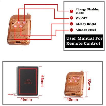 In Flasher Emergency Beacon Amber Warning Remote Stroboscopes