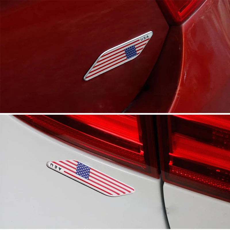 Dsycar 2PCS Set 3D Metal Us American Flag Emblem