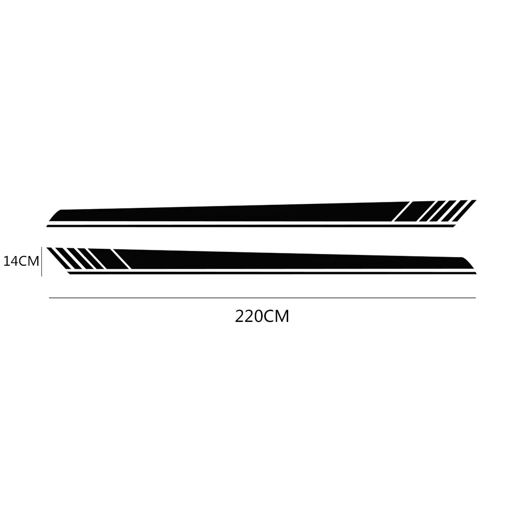 2PCS 220x14cm Side Body Sports Racing Long Stripe Stickers