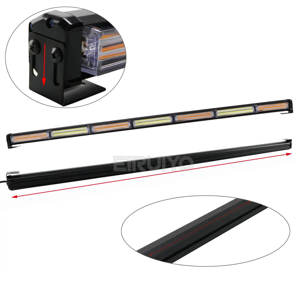 24 Cob Strobe Lightbar Fireman Truck Warning Emergency Flashing