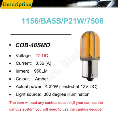 2PCS 1156 ba15s P21W bau15s py21w Bulbs Amber Yellow