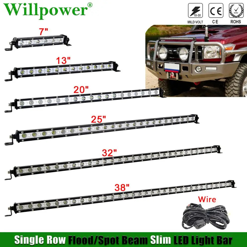 For Jeep Offroad Single Row Slim Bar SUV Pickup 4X4 Truck