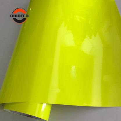 152CM Gloss Neon Fluorescent Yellow Vinyl Wrap Film Sheet