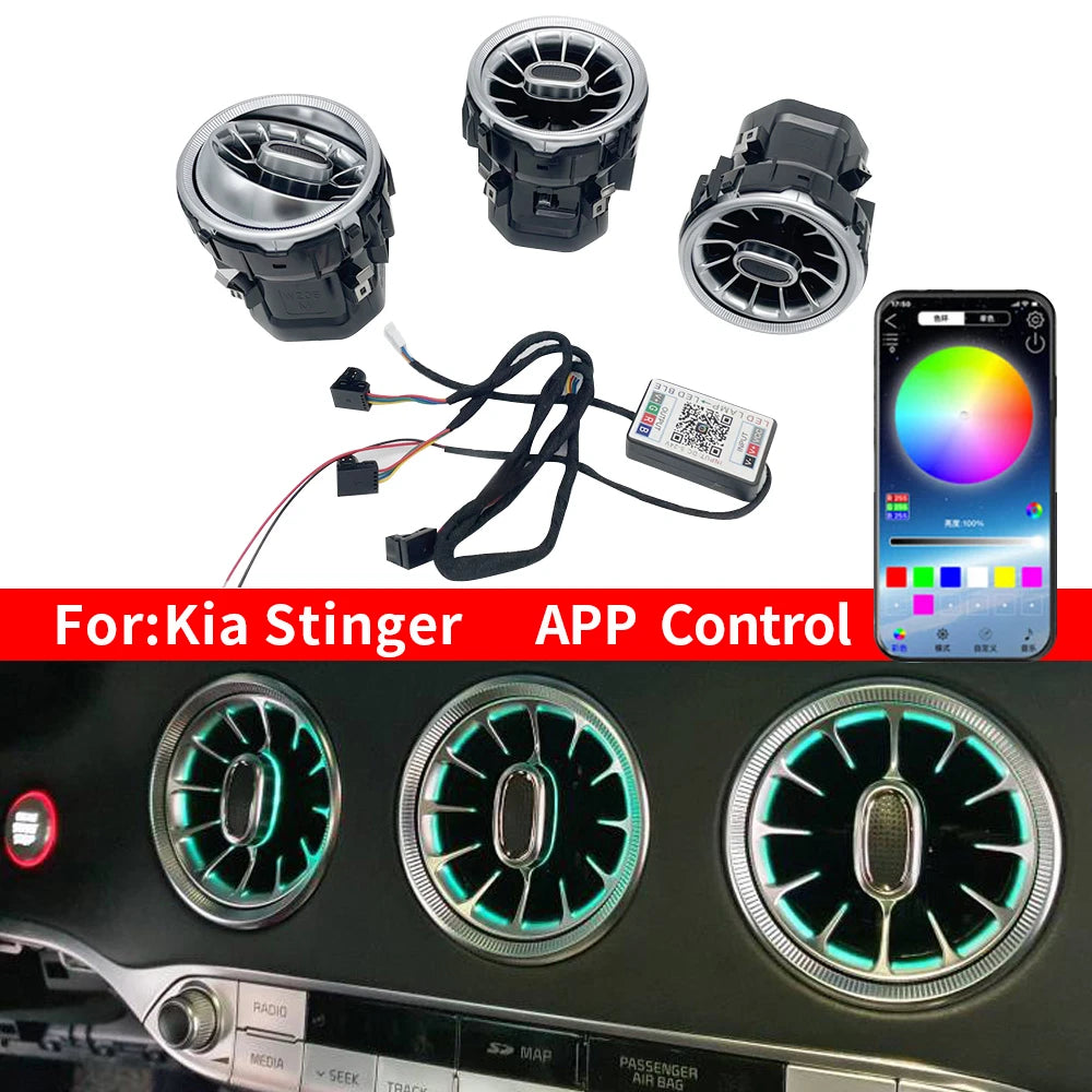 For Kia Stinger Ambient Light Turbine 12 Colors A C Nozzle Vents