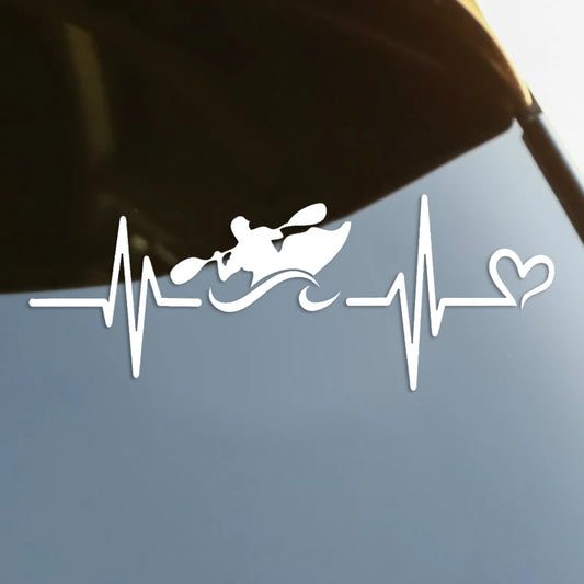 die-cut Vinyl Decal Heartbeat Kayak Sticker Waterproof Decors On