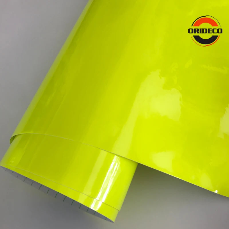 152CM Gloss Neon Fluorescent Yellow Vinyl Wrap Film Sheet