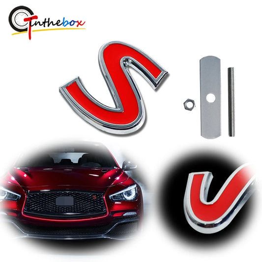 For Infiniti Q50 Q60 Q70 Etc 1PC 3D Chrome Red S Letter Logo