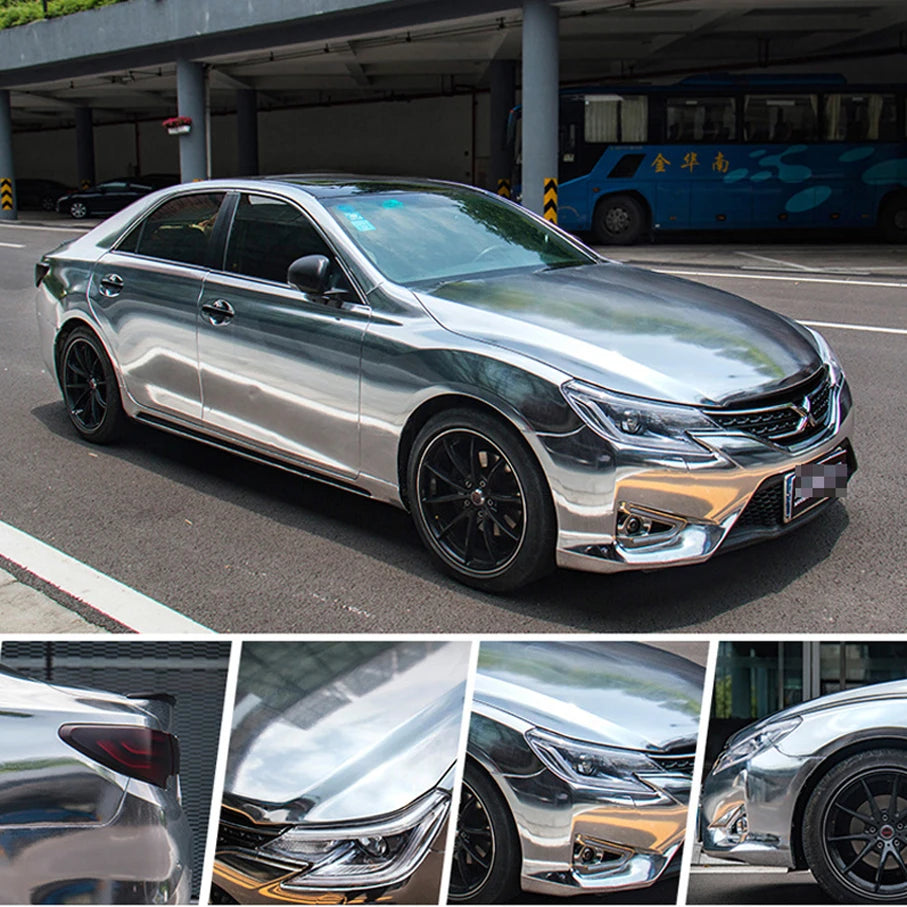 50CM 200 300 400 500CM Strechable Chrome Mirror Silver