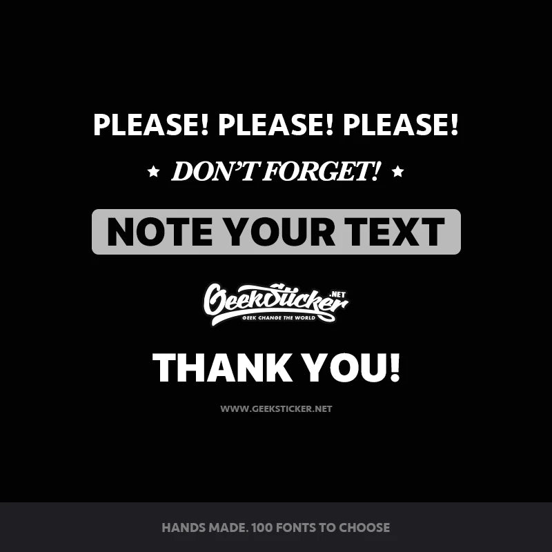 100 Fonts Custom Text Decal Sticker Name Slogan Company