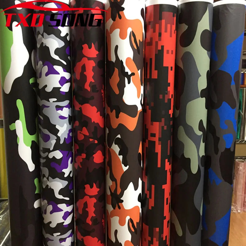 Kinds Premium Camo Vinyl Wrap Black White Blue Red