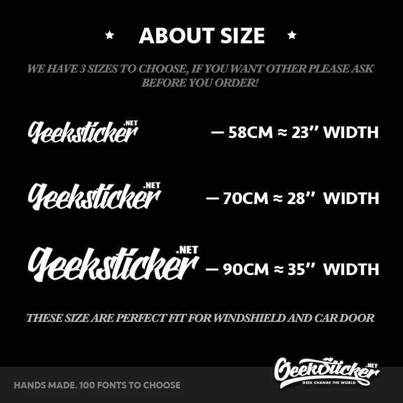100 Fonts Custom Text Decal Sticker Name Slogan Company