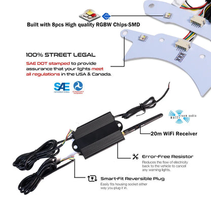 For Dodge Challenger Bluetooth APP Ultra Bright Multi Color Rgbw