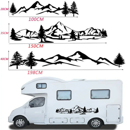 For Camper Rv Trailer 150CM Rv Sticker Tree Decal Mountain Scene