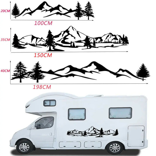 For Camper Rv Trailer 150CM Rv Sticker Tree Decal Mountain Scene