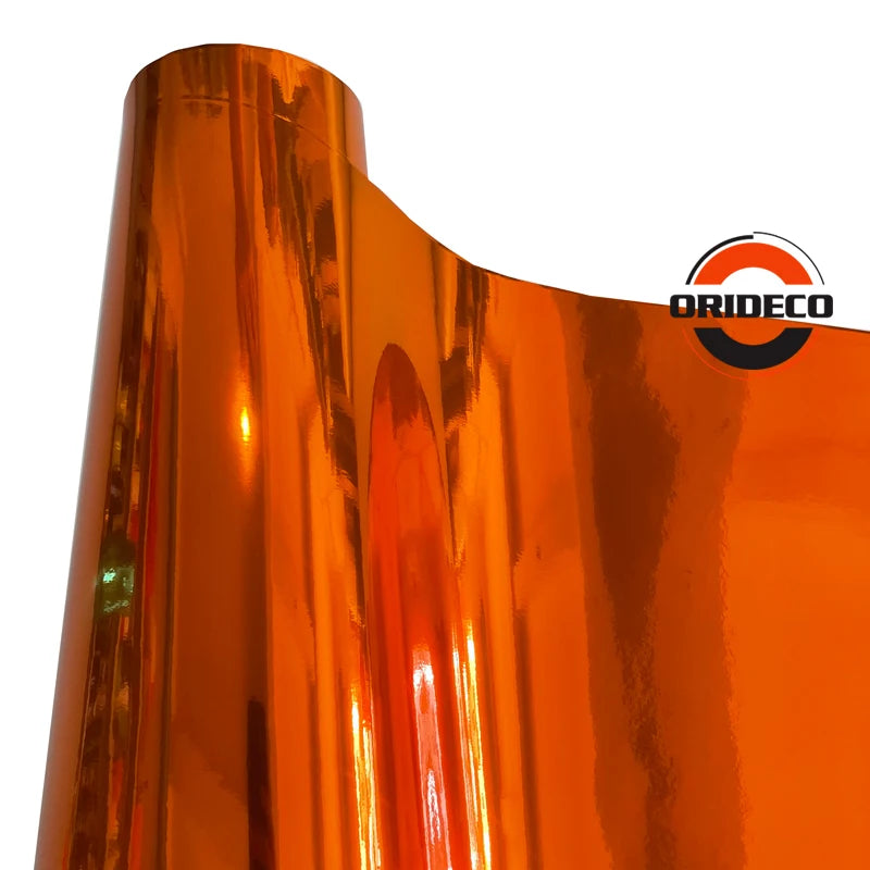 152CM Stretchable Orange Chrome Air Bubble Mirror Vinyl Wrap