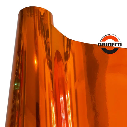 152CM Stretchable Orange Chrome Air Bubble Mirror Vinyl Wrap