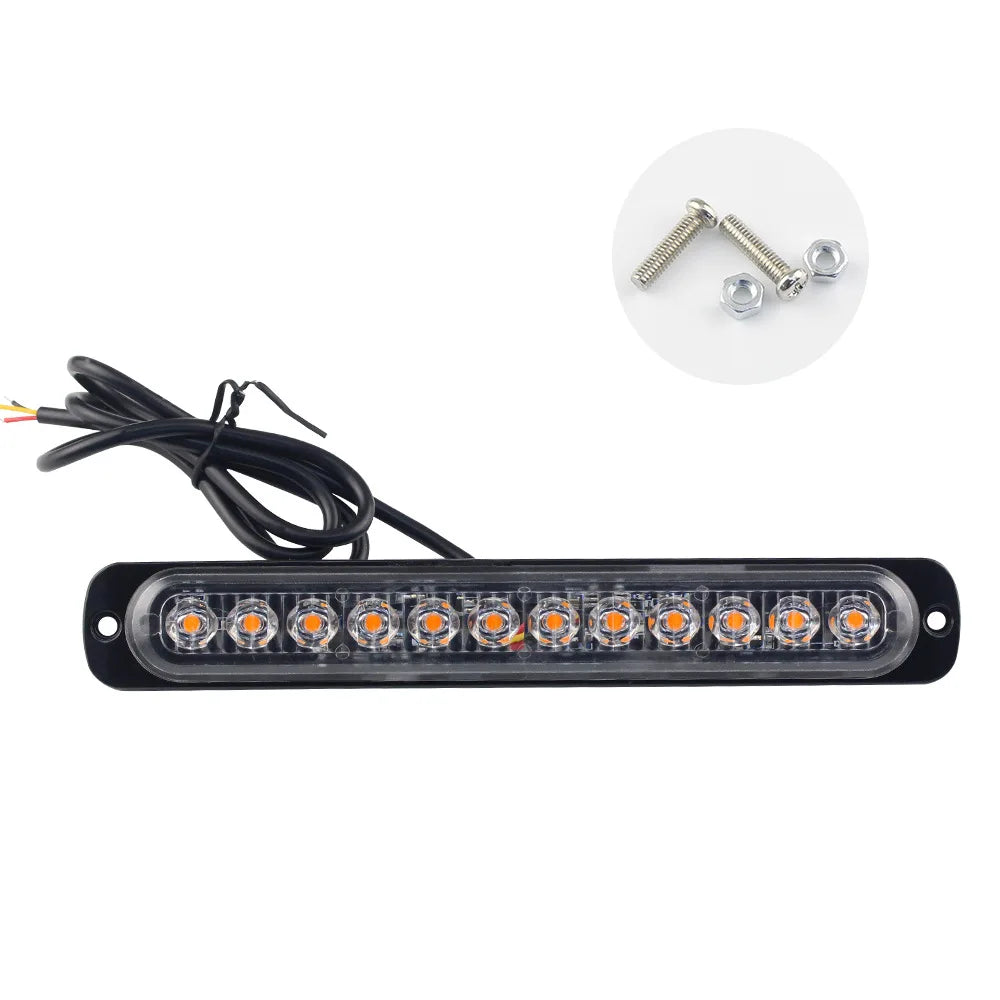 2X 12 ultra-thin Strobe Motorcycle Truck Side Warning Flashing
