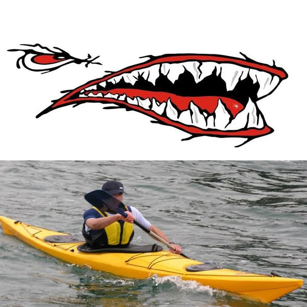 Dsycar 1pair Shark Teeth Mouth Vinyl Sticker Decals Dinghy