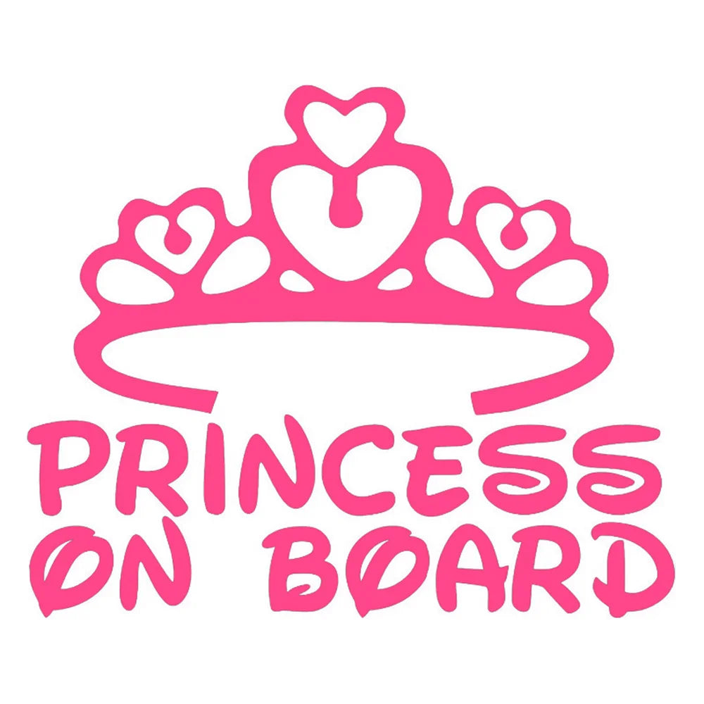 Princess On Board Sticker Baby Kids Girl Pink Funny