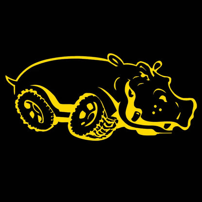 CK20398 25x12cm Hippo On Wheels die-cut Vinyl Decal Sticker