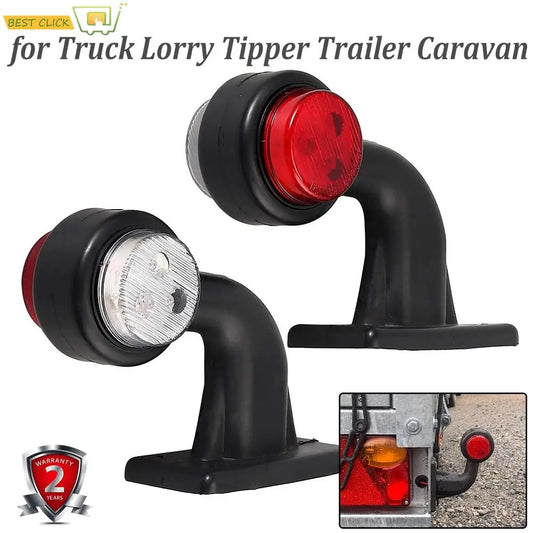 For Lorry 2X Truck Trailer Elbow Rubber Side Marker White Red