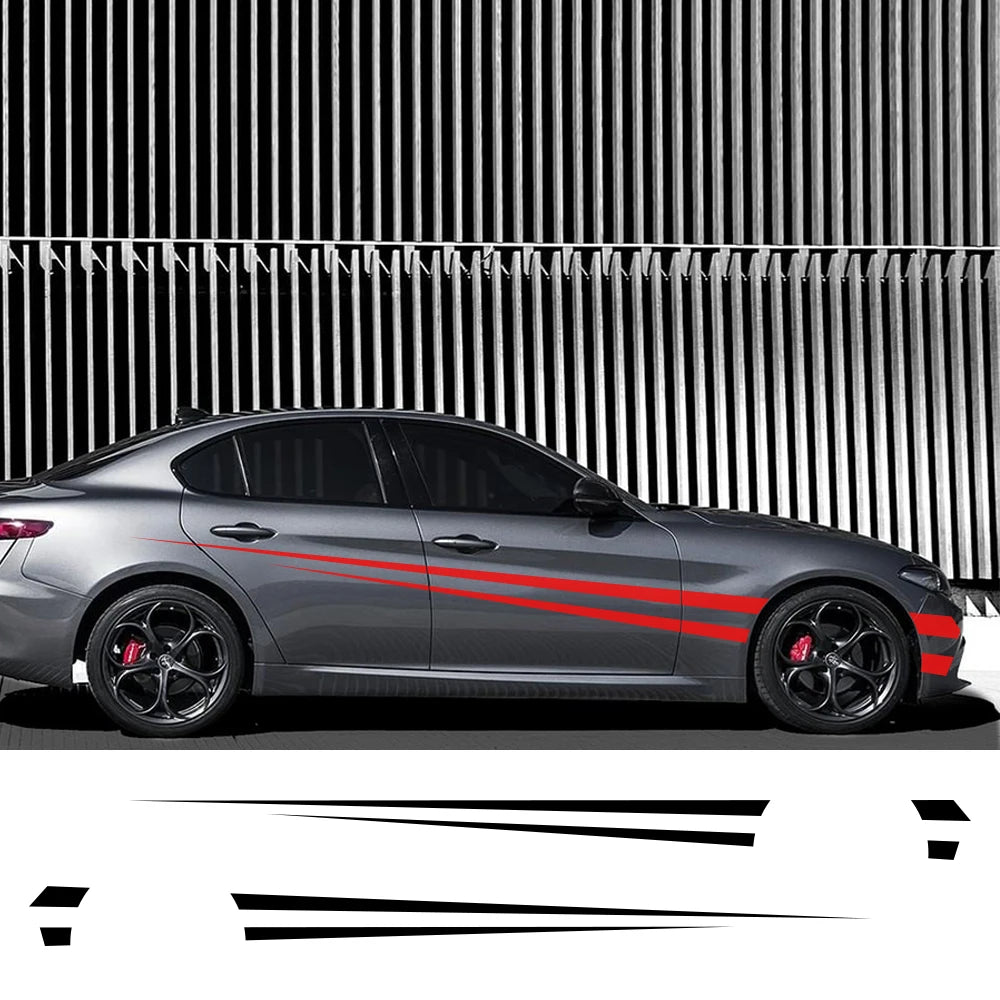2PCS Sticker Long Side Stripe Decals Vinyl Wrap Racing