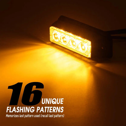 Pack Amber Emergency Strobe 4LED Surface Mount Yellow Red