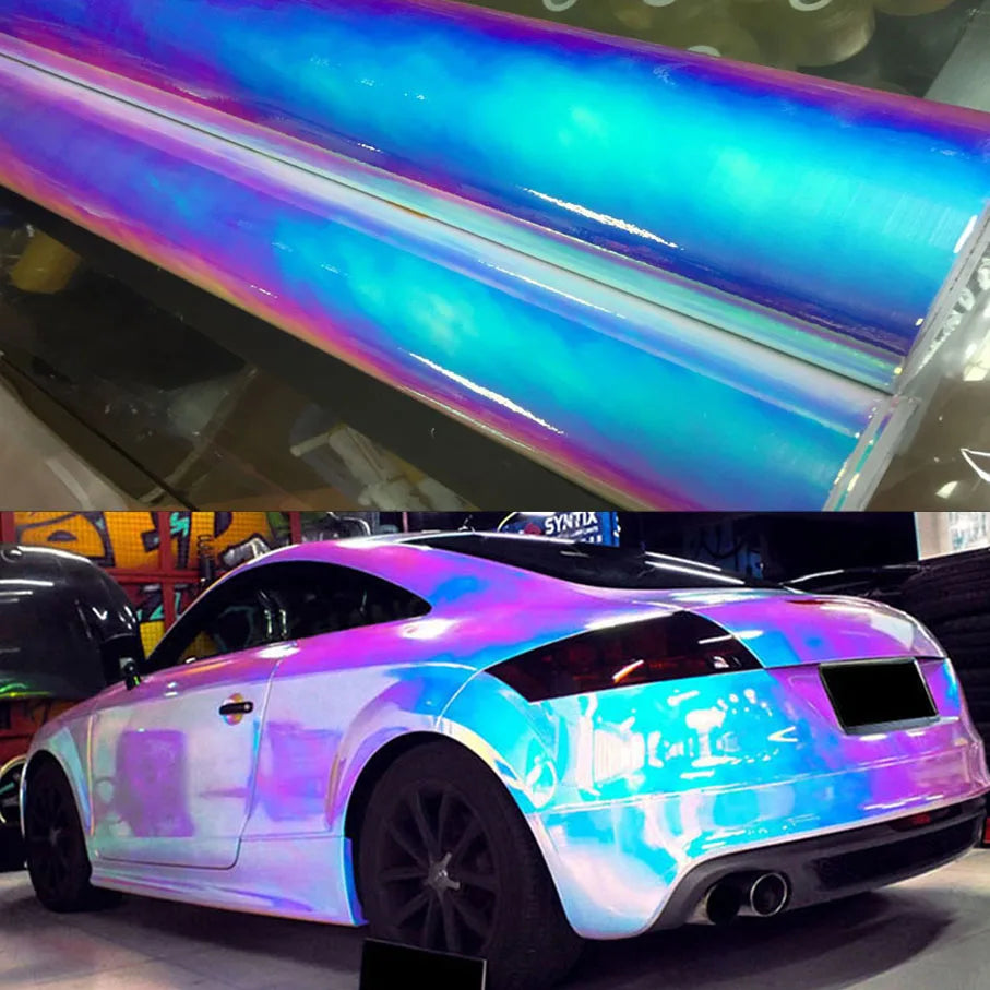 37CM 50CM Width Holographic Opal White Chrome Vinyl Sheet