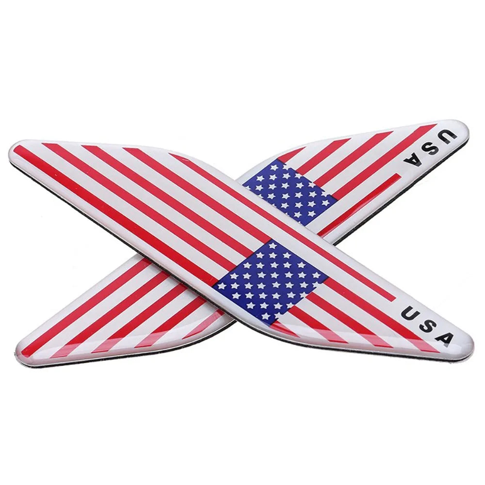 Dsycar 2PCS Set 3D Metal Us American Flag Emblem
