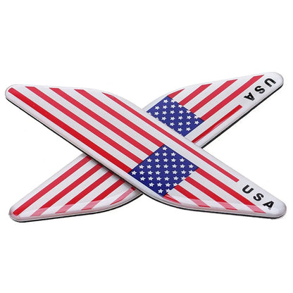 Dsycar 2PCS Set 3D Metal Us American Flag Emblem