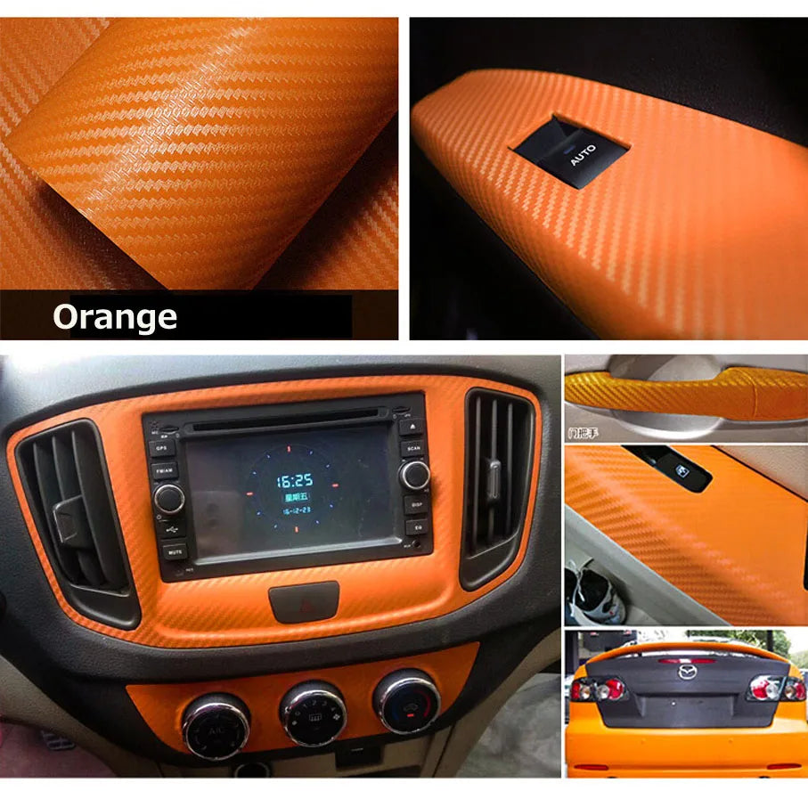 Various Kinds Glossy Matte Orange Vinyl Wrap 3D Carbon