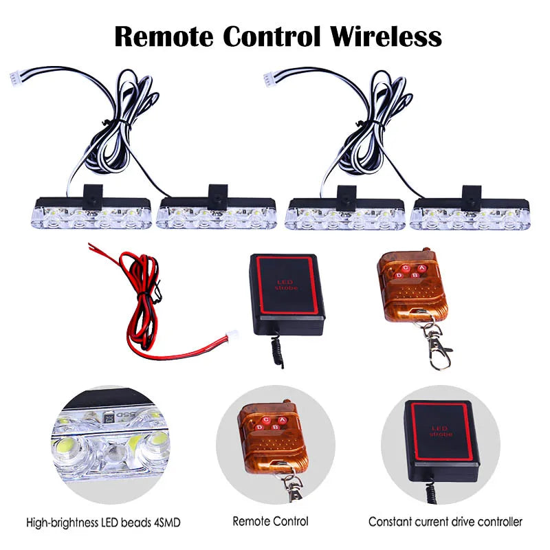 Grill Strobe Red Blue Emergency Remote Wireless Control Flash