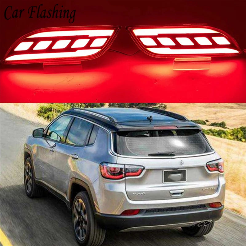 For Jeep Compass 2017 2018 2019 Flashing 1SET Reflector Rear