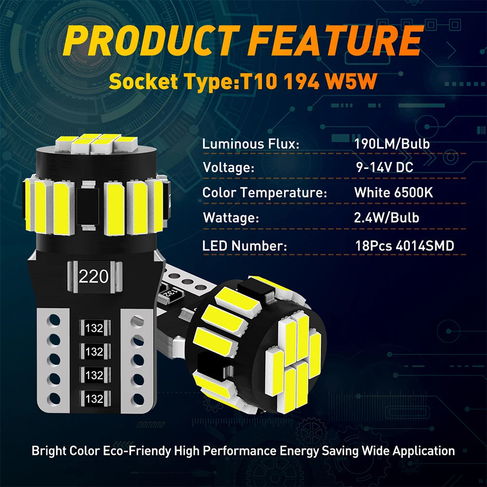 For Mercedes Benz W203 W211 W204 10X W5W T10 Canbus 194 Bulb
